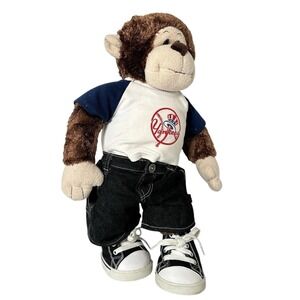 Build-A-Bear Monkey Plush NY Yankees Baseball Outfit Brown Navy Retired Toy